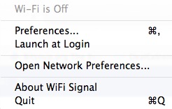 WiFi Signal 1.3 : Menu when not connected