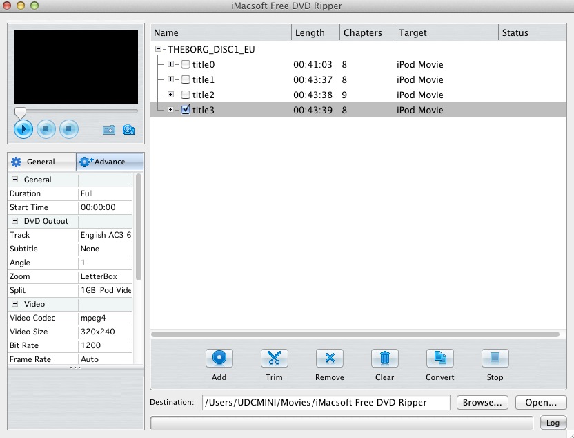 iMacsoft Free DVD Ripper 2.8 : Advanced conversion settings