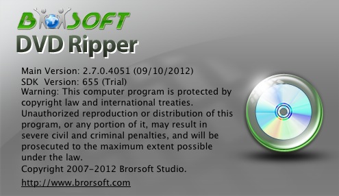 Brorsoft DVD Ripper 2.7 : About window