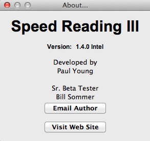 Speed Reading III 1.4 : About window