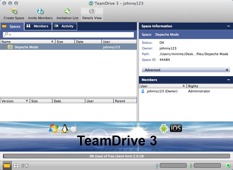 TeamDrive 3.1 : Main Window