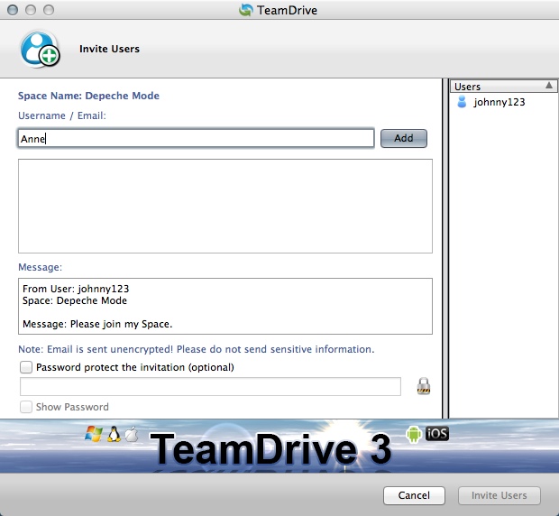 TeamDrive 3.1 : Inviting Users