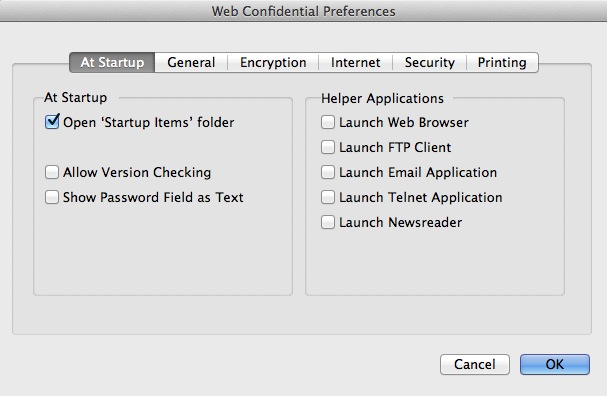 Web Confidential 4.1 : Preferences