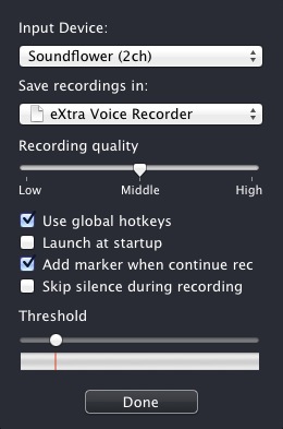 eXtra Voice Recorder 2.4 : Configuration