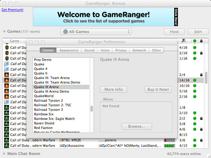 GameRanger 4.6 : Preferences