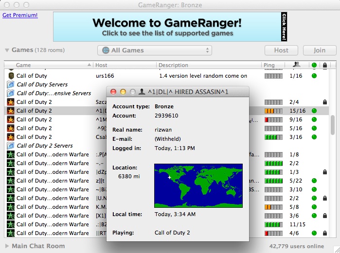 GameRanger 4.6 : Game Host Information