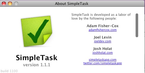 SimpleTask 1.1 : About