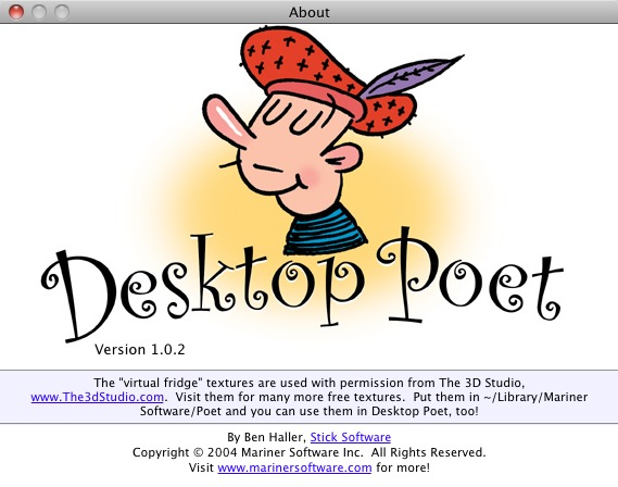 Desktop Poet 1.0 : About window
