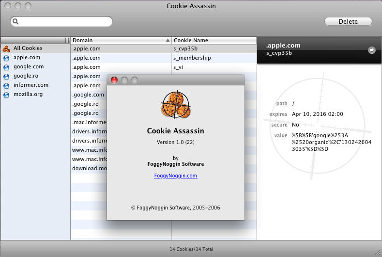 Cookie Assassin 1.0 : Main Window