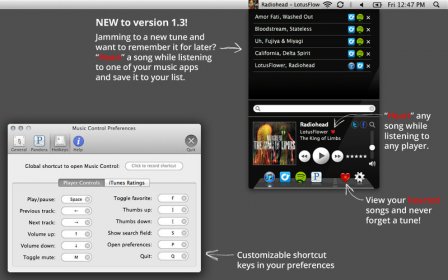 Music Control for iTunes, Spotify, Rdio and Personalized Internet Radio screenshot