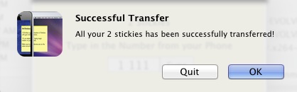 AirStickies - Confidential sync with your phone 1.2 : Successful transfer