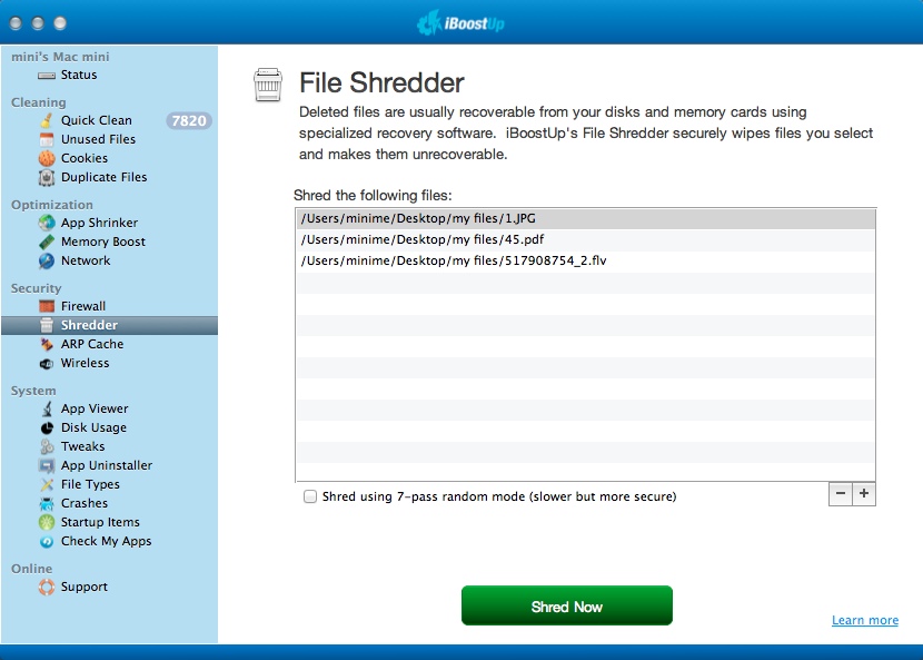 iBoostUp 3.8 : File Shredder