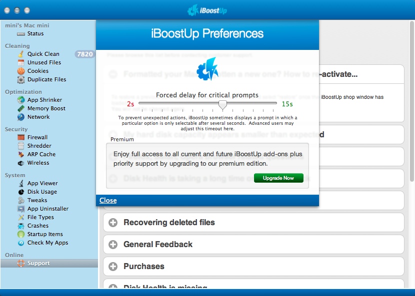 iBoostUp 3.8 : Program Preferences