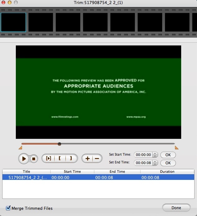 iOrgsoft AVCHD Converter for Mac 7.0 : Trimming Input Video