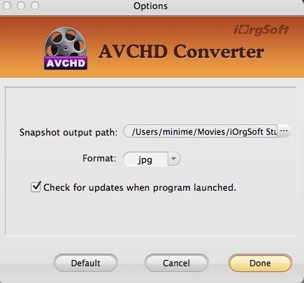 iOrgsoft AVCHD Converter for Mac 7.0 : Program Preferences