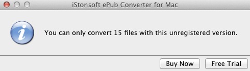 iStonsoft ePub Converter for Mac 2.7 : Trial limitations