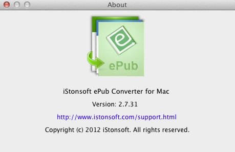 iStonsoft ePub Converter for Mac 2.7 : About window