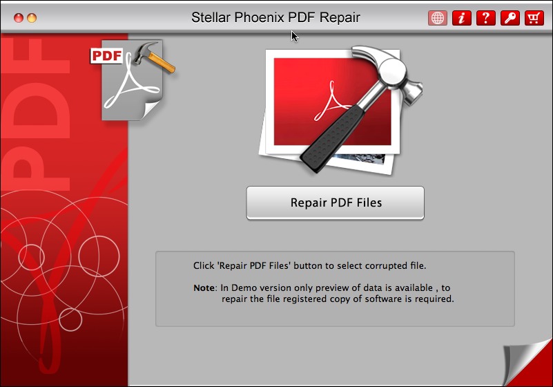 Stellar Phoenix PDF Repair 1.0 : Main window