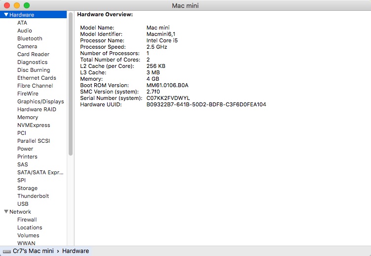 Mac mini EFI Firmware Update 1.8 : Main Window