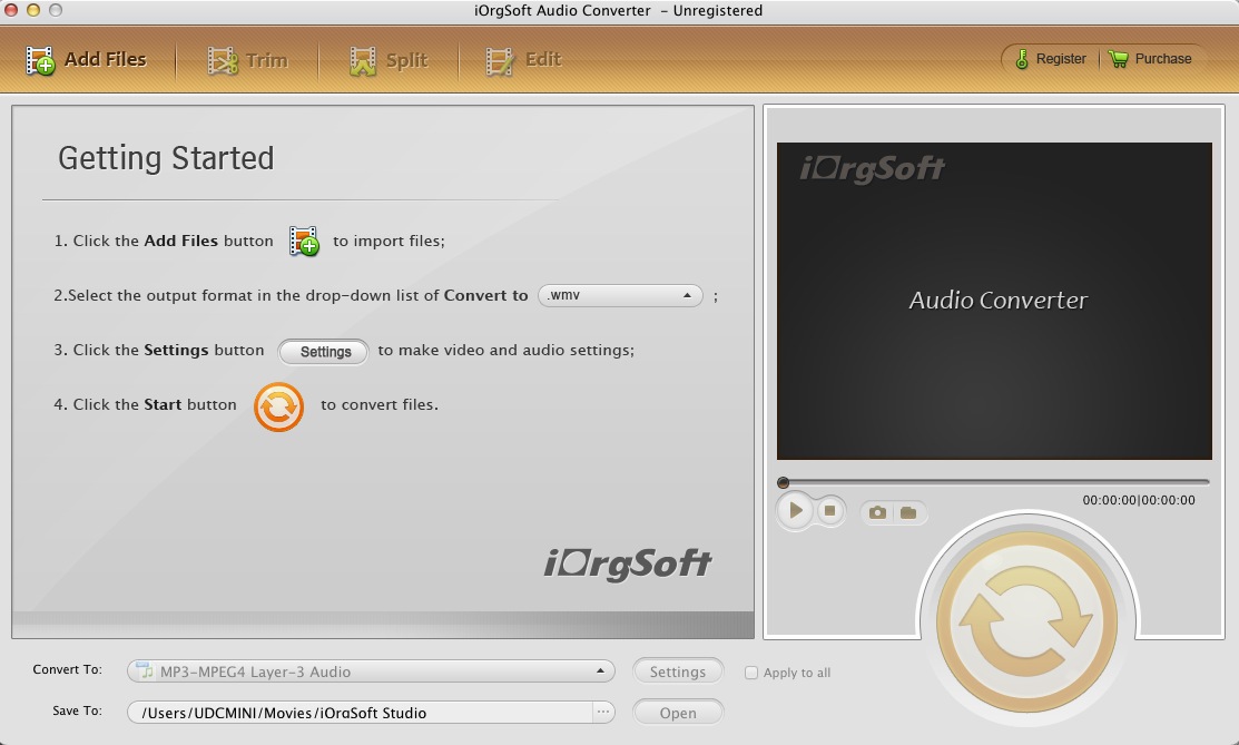 iOrgsoft Audio Converter 5.0 : Main window