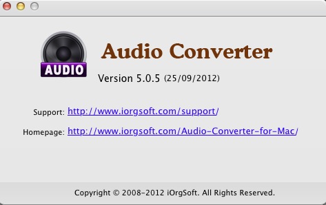 iOrgsoft Audio Converter 5.0 : About window