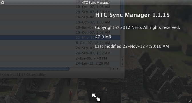 HTC Sync Manager 1.1 : About Window