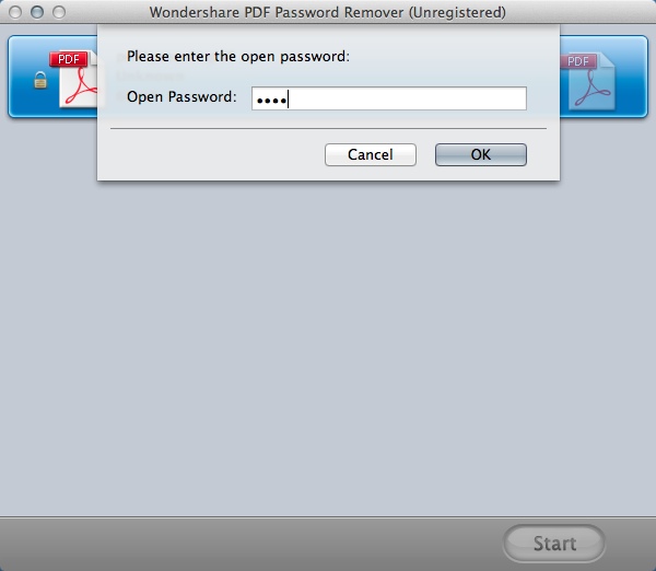 Wondershare PDF Password Remover 1.5 : Entering Access Password