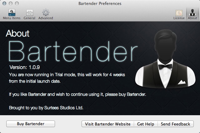 Bartender 1.0 : About Window