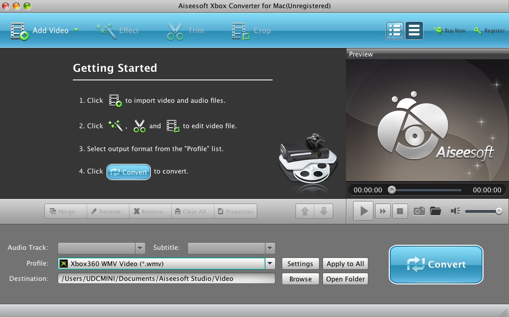 Aiseesoft Xbox Converter for Mac 6.2 : Main window