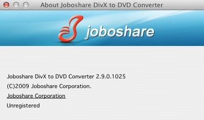 Joboshare DivX to DVD Converter 2.9 : About window