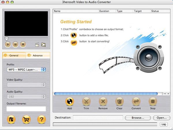 3herosoft Video to Audio Converter 3.8 : Getting started