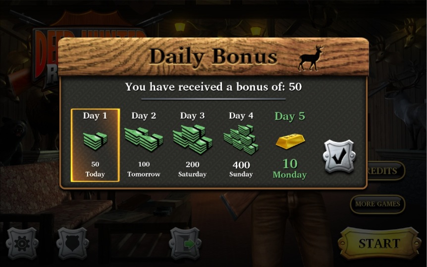Deer Hunter Reloaded 2.0 : Daily bonus