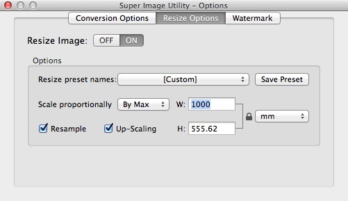 Super Image Utility 2.1 : Resize Options