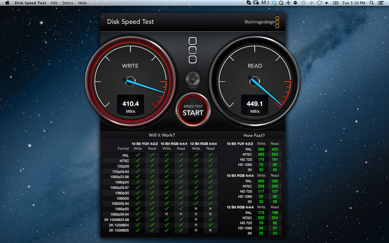 DiskSpeedTest : Blackmagic Disk Speed Test screenshot