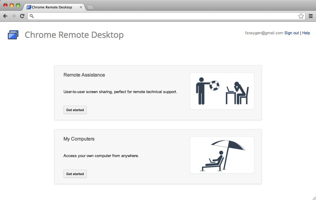 Chrome Remote Desktop : Main Window