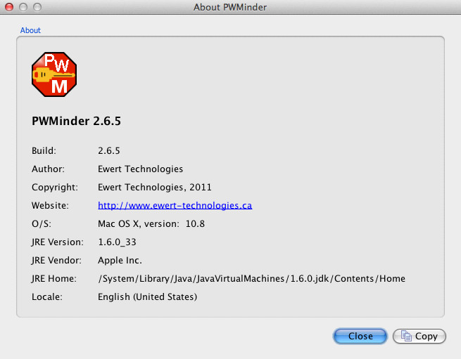 PWMinder 2.6 : About window