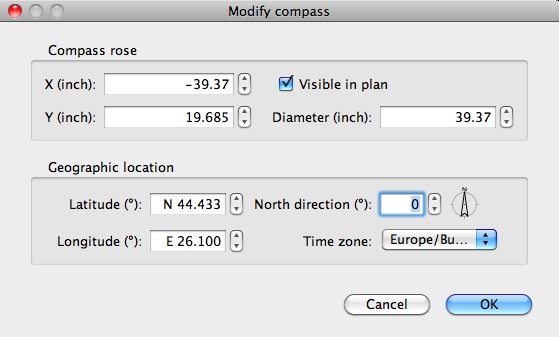Sweet Home 3D 4.1 : Modify Compass