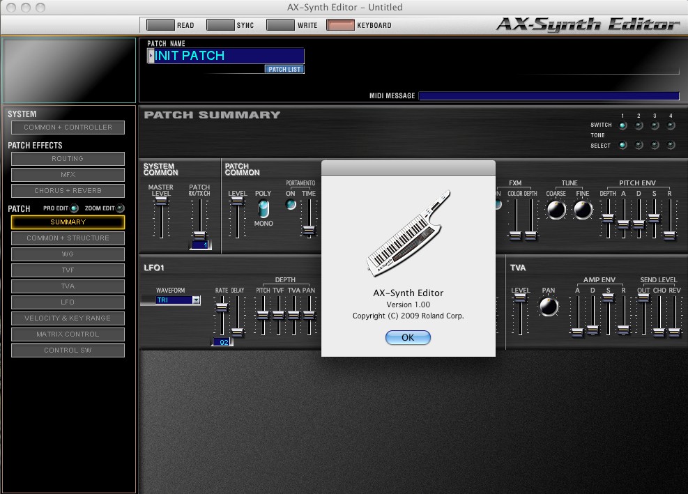 AX-Synth Editor 1.0 : About
