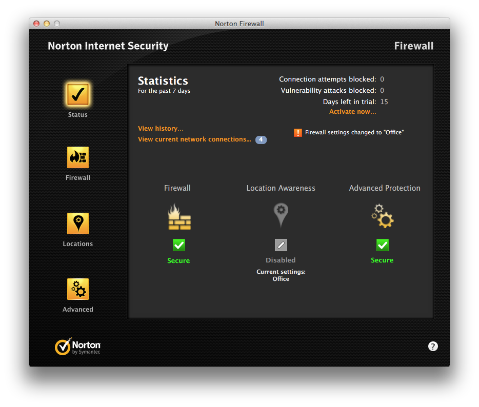 Norton Internet Security 5.0 : Main View