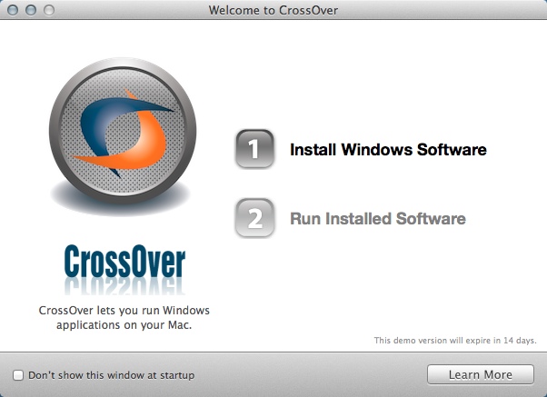 CrossOver 12.5 : Welcome Window