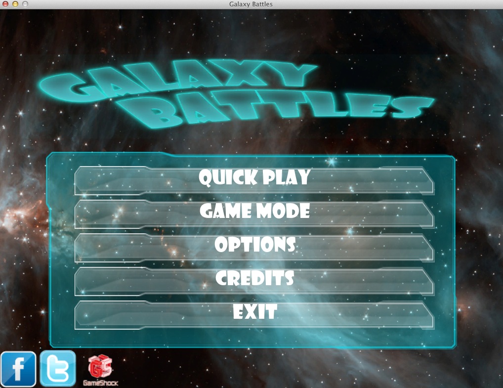 Galaxy Battles 1.0 : Main menu