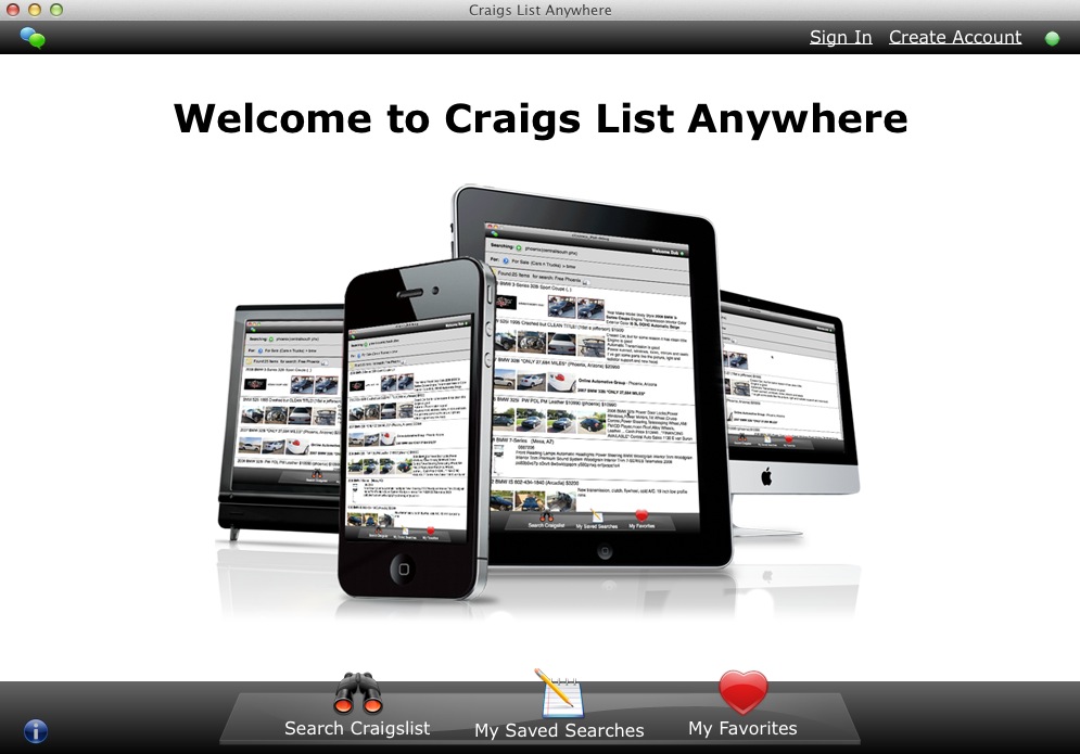 Craigs List Anywhere 1.4 : Main window