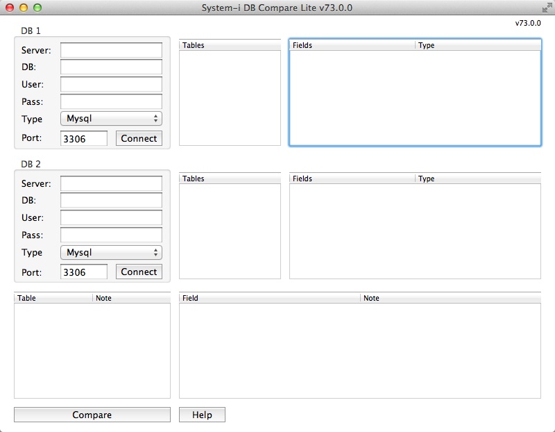 System-i DBcompare Lite 1.1 : Main window