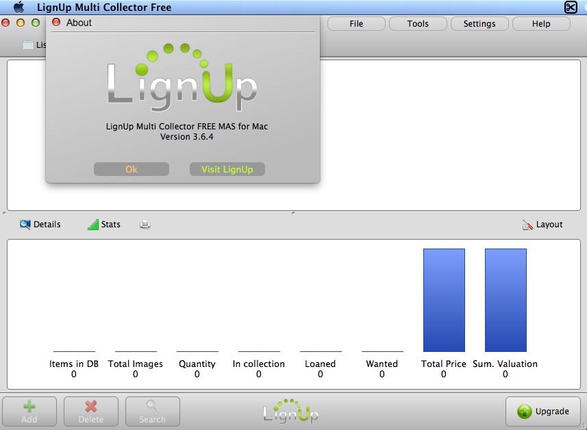 LignUp Multi Collector Free 3.6 : Main Window