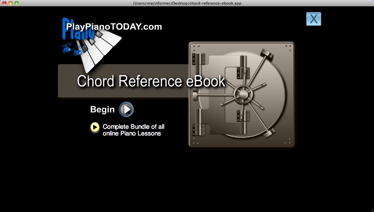 Chord Reference Ebook 1.0 : Main window