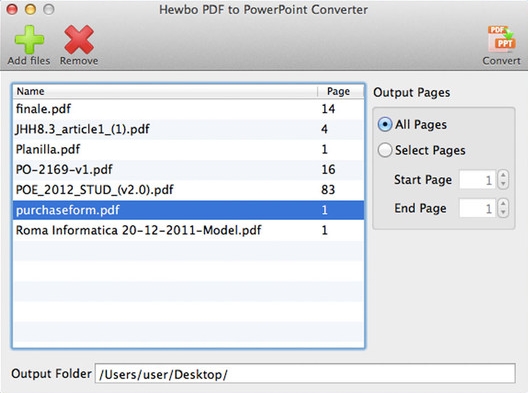 Hewbo PDF to PowerPoint Converter 1.0 : Main Window