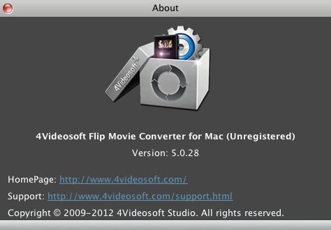 4Videosoft Flip Movie Converter for Mac 5.0 : About window