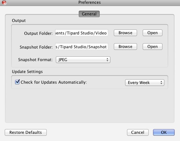 Tipard TS Converter for Mac 3.6 : Preferences