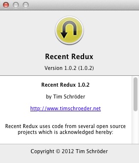 Recent Redux 1.0 : About window