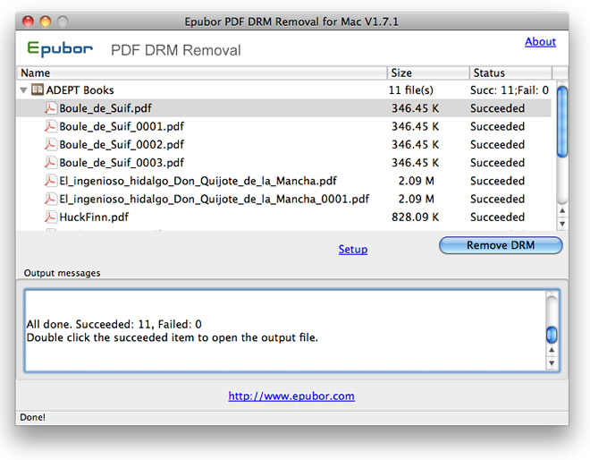 PDF DRM Removal 1.7 : Main Window